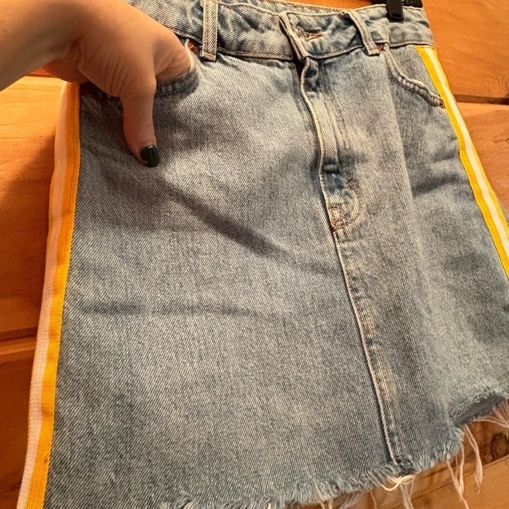 Topshop Blue and Yellow A-Line Mini Skirt
